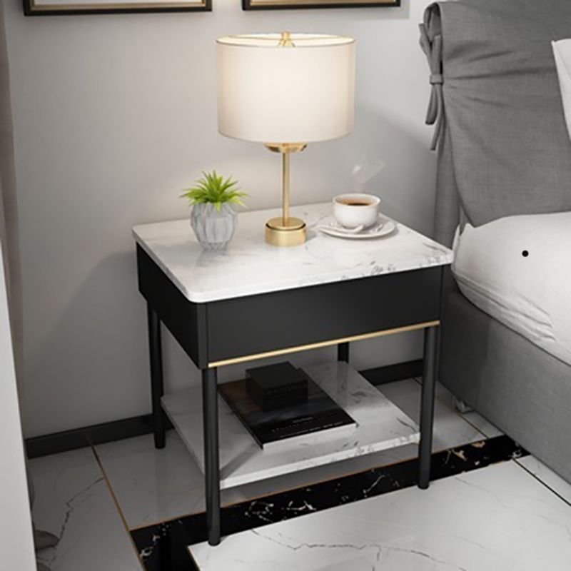 19.69" Tall 1-shelf Bedside Cabinet Stone Night Table with Legs