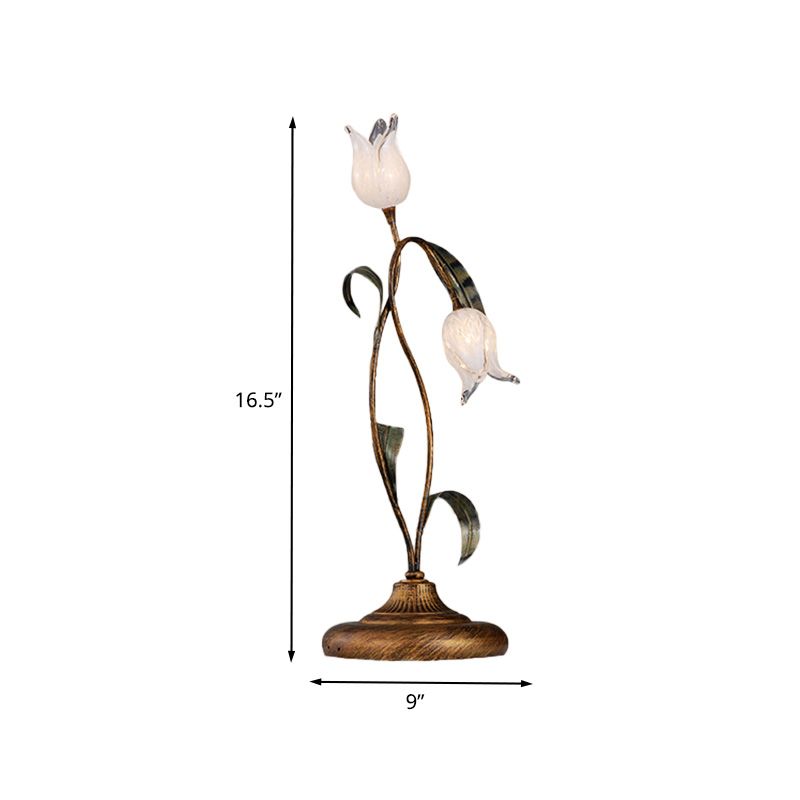 Brass 2/3/7 Heads Nightstand Lighting American Garden Metal Tulip LED Night Table Light for Living Room