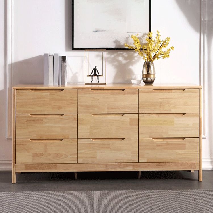 Rubber Wood Living Room Sideboard Cabinet Modern Buffet Server Cabinet with Drawer