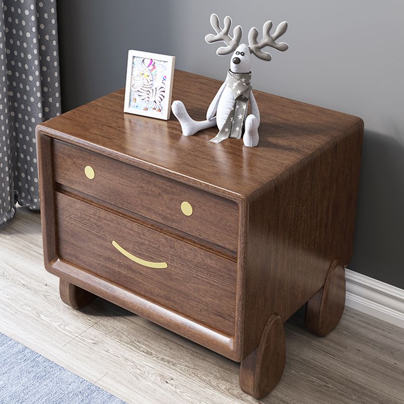 Storage Narrow Nightstand Flat Top Solid Wood Kids Bedside Table