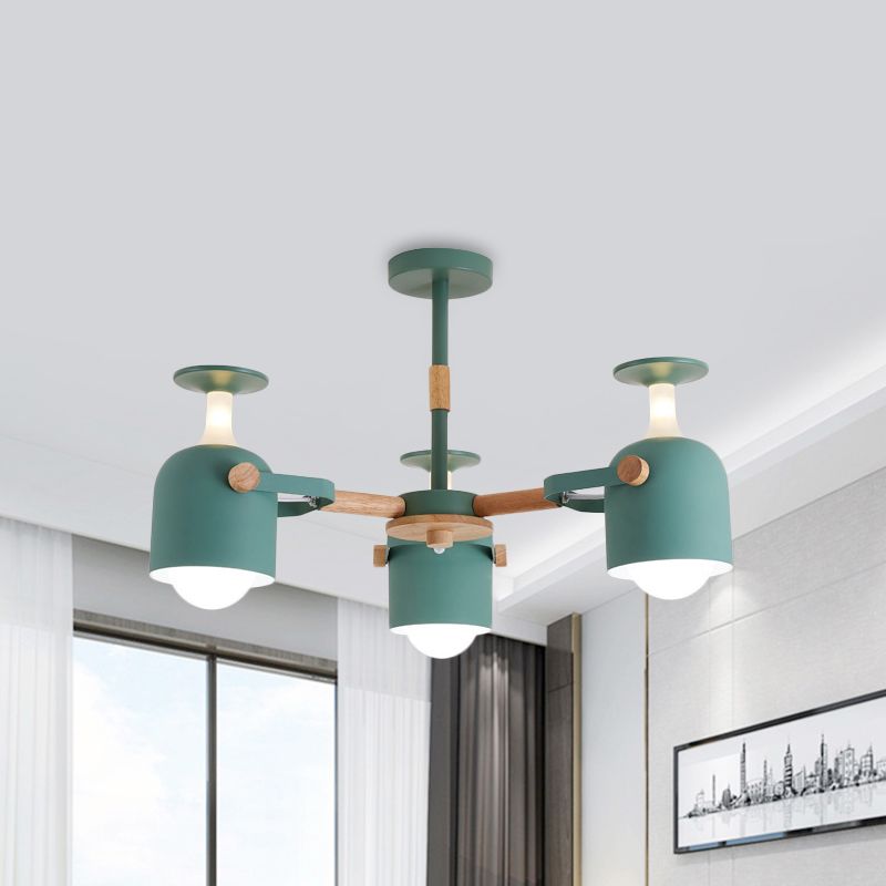 Green/Grey/White Goblet Shaped Chandelier Light Nordic Candy Colored Pendant Light for Kid Bedroom Kindergarten