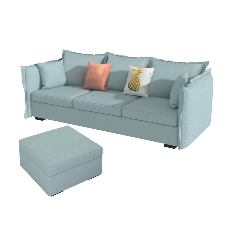 Scandinavian Blue Removable Cushions Sofa Straight Arm Sectionals with Slipcover