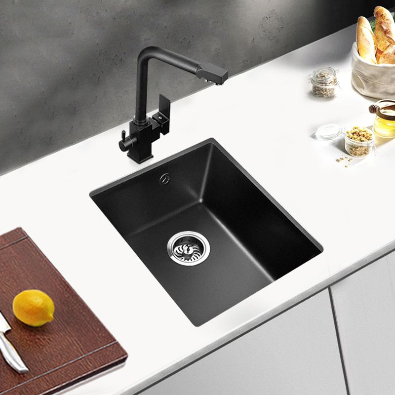 Black Undermount Kitchen Sink Single Bowl Quartz Sink with Faucet