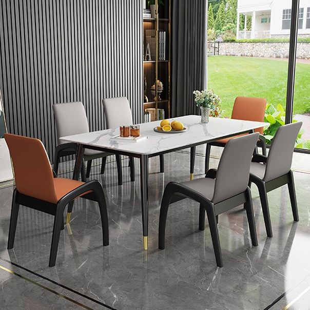 Modern Style Arm Chair Black Wood Legs Side Chair with Upholstered for Dining Room