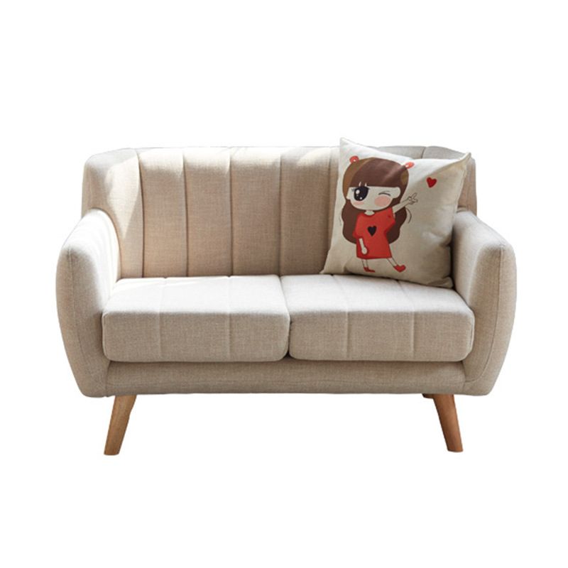 Modern Cotton Blend Loveseat Sewn Pillow Back Square Arm Settee