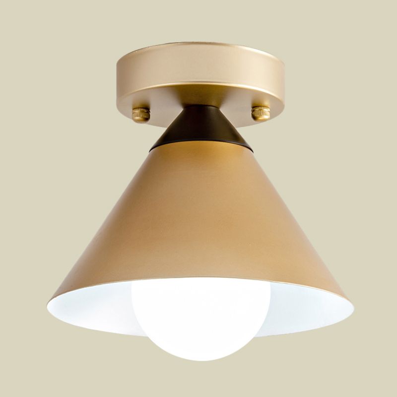 Conical Ceiling Mounted Fixture Modernist Metallic 1-Light Gold Finish Flushmount Light