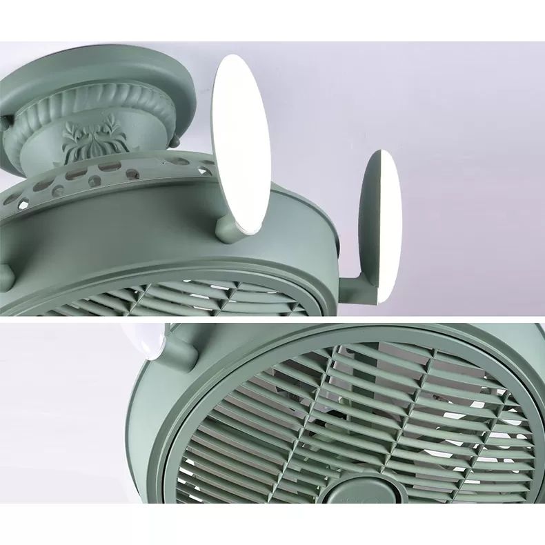 Noordse stijl ventilator semi spoeling licht 6 lichten macaron gekleurde plafondventilator voor slaapkamer