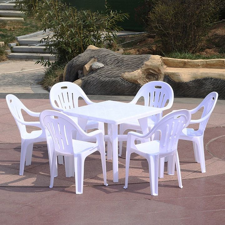 Modern Geometric Courtyard Table Plastic Waterproof Outdoor Table