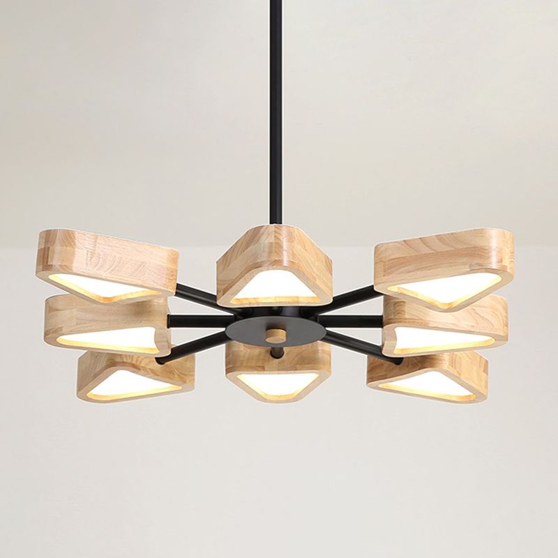 Wooden Sputnik Pendant Light in Modern Concise Style Wrought Iron Ceiling Light for Living Room