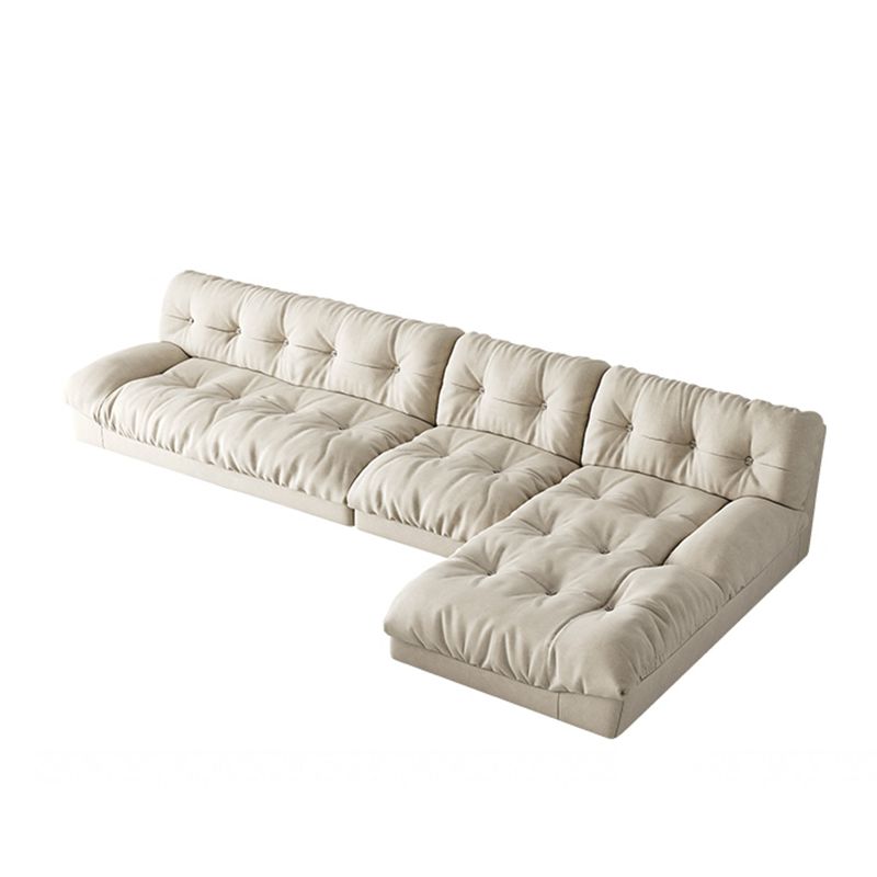 Tufted Backrest Sectional Sponge Padded Armless Off-white Sofa