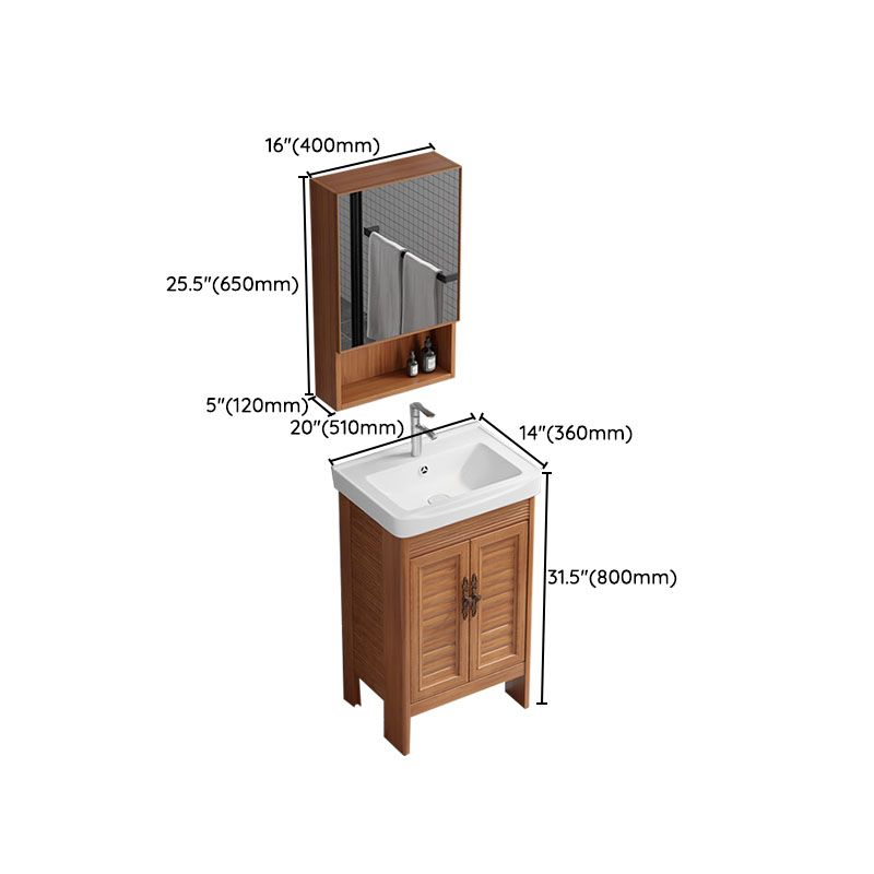 Rectangle Vanity Set Metal Frame Mirror Freestanding 2 Doors Single Sink Bath Vanity