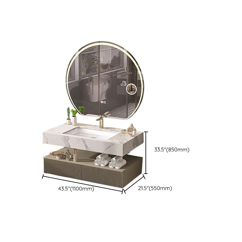 Bathroom Vanity Set Round LED Mirror Rectangular Sink Sink Vanity