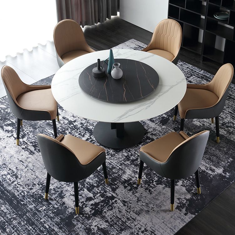 Modern 1/3/4/7 Pieces Dinette Set with White Sintered Stone Top Round Dining Table Set