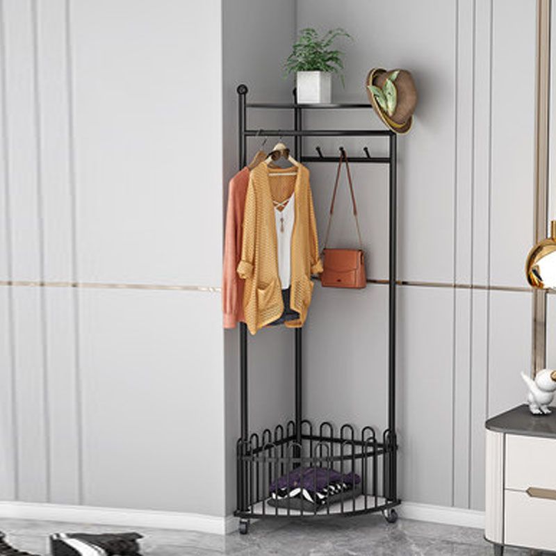 Glam Hall Stand Metal Gold and Black Shelving Included Free Standing Coat Rack