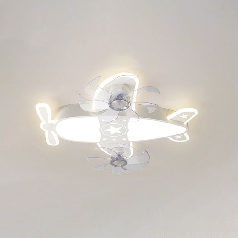 Nordic Style Ceiling Fan Lamp Plane Shape LED Ceiling Fan Light for Children's Room