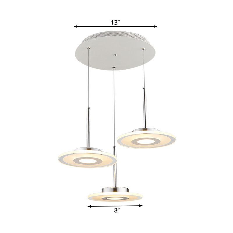 Modern Circular Acrylic Pendant LED Hanging Ceiling Light in Warm/White/Natural Light with Round/Linear Canopy