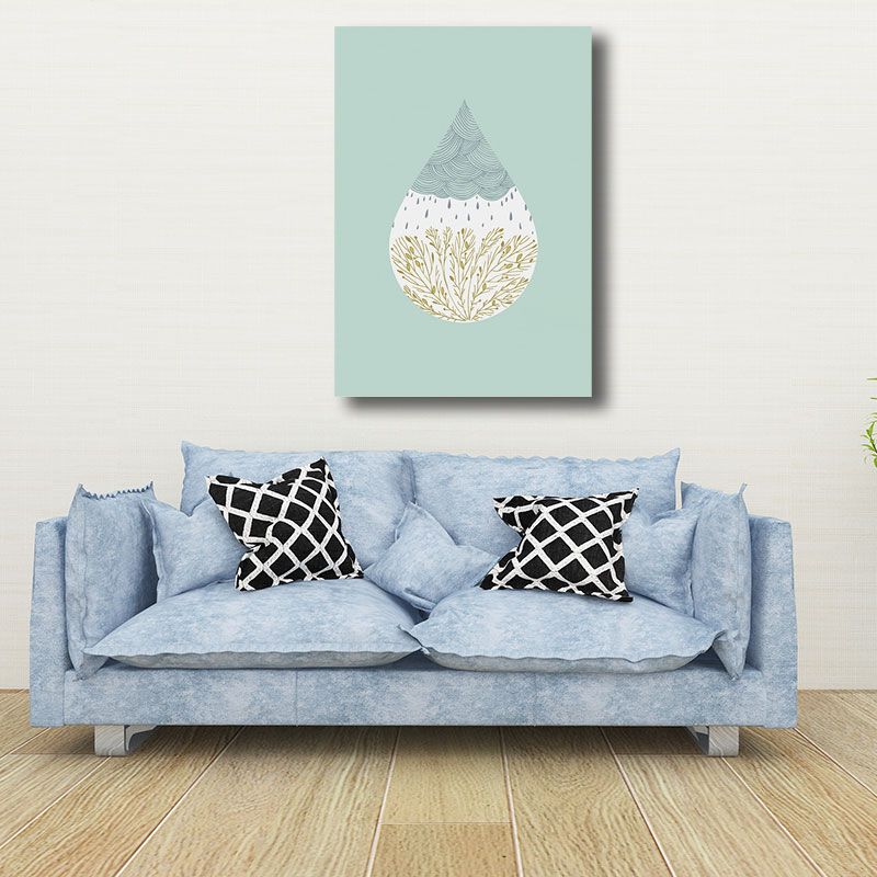 White Raindrop and Plant Canvas Decorative Nordic for Drawing Room Wall Art Decor