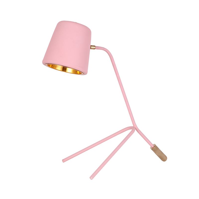 Pink/Yellow/Green Finish Cone Desk Light Macaron 1 Light Metal Tripod Reading Lamp for Bedroom