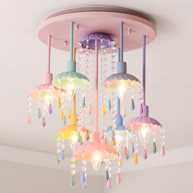 Parapluie en verre pendentif éclairage luminaire macaron rose suspendu pendant pour la chambre à coucher