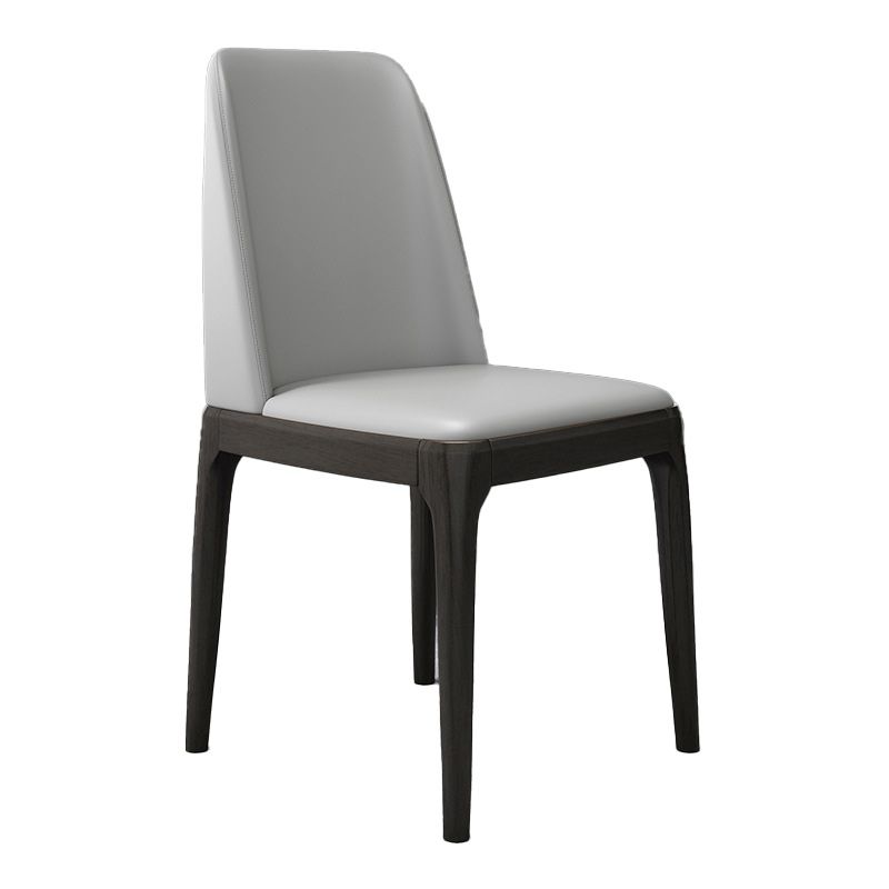 Faux Leather Industrial Chair with Solid Wood Legs Matte Finish Armless Dining Side Chair