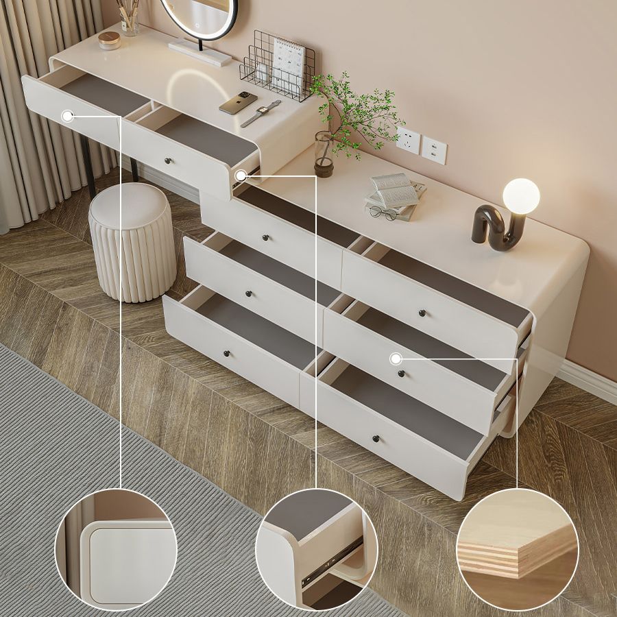 Modern Bedroom Vanity Dressing Table White Wood Makeup Vanity Desk with Drawer