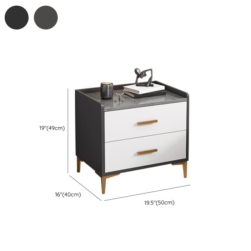 Contemporary Night Table Wooden Bedside Cabinet with 2 Drawers