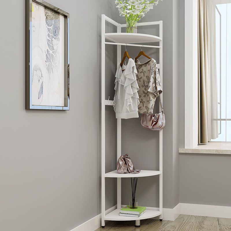 Metal Free Standing Hall Tree Contemporary Hall Stand with Shelves