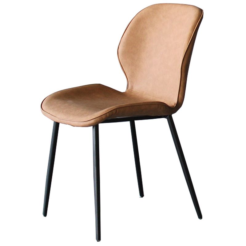 Minimalist Design Faux Leather Side Chairs Solid Back Armless Dining Chair