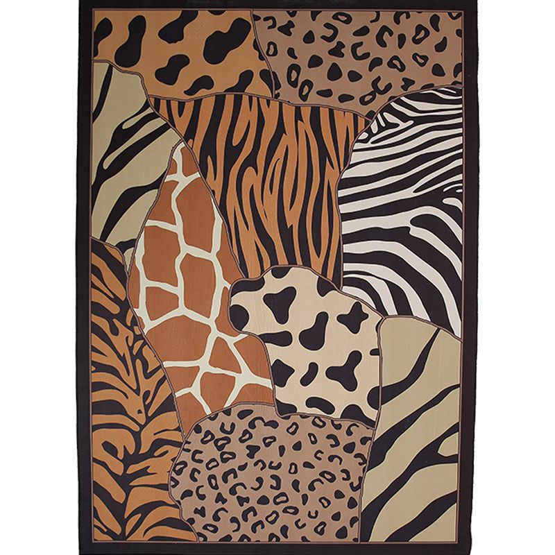 Brown Casual Rug Polypropylene Animal Printed Indoor Rug Non-Slip Backing Pet Friendly Area Carpet for Home Decoration