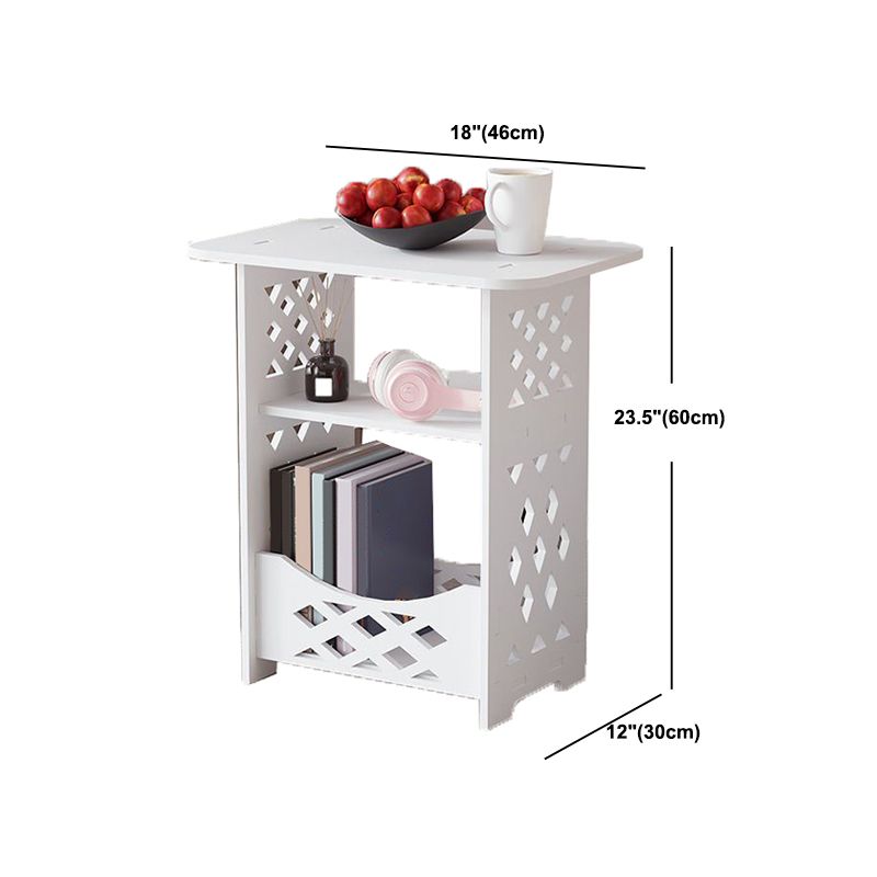 Modern Imitation Wood Nightstand Open Storage White Shelf Included Night Table