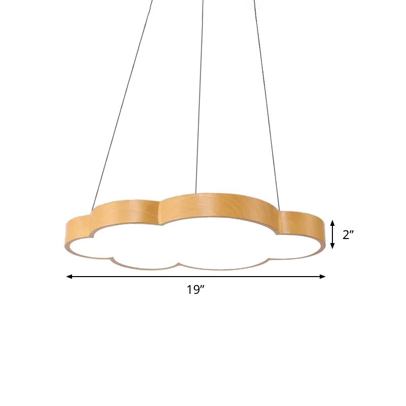 Kids Slim Cloud Pendant Light Acrylic Hanging Light in Beige for Game Room