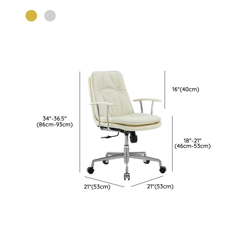 Padded Arms Chair Leather Adjustable Seat Height Desk Chair with Wheels