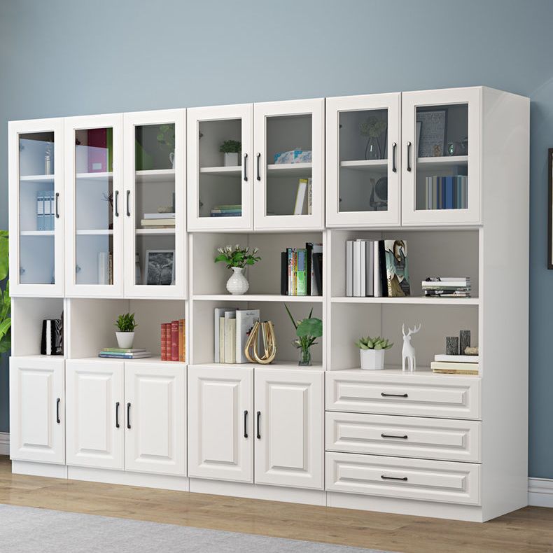 White Engineered Wood Shelf Bookcase Vertical Bookshelf for Office