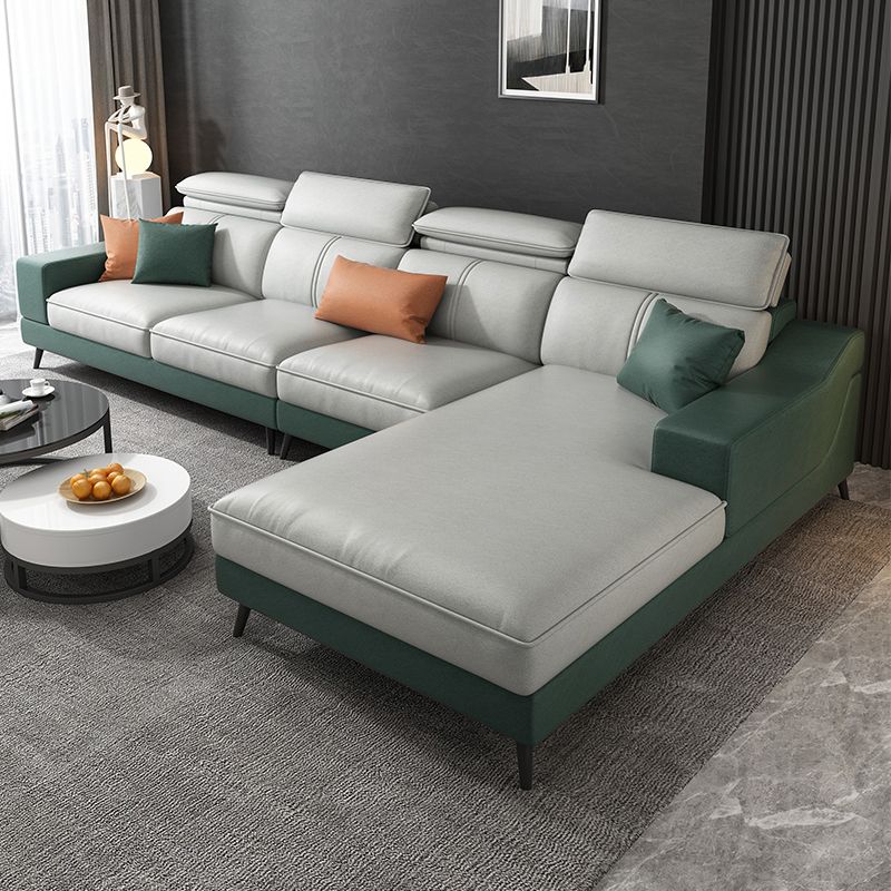 Modern Cushion Back Sectionals 35.43"H Modern Sloped Arm Sofa and Chaise