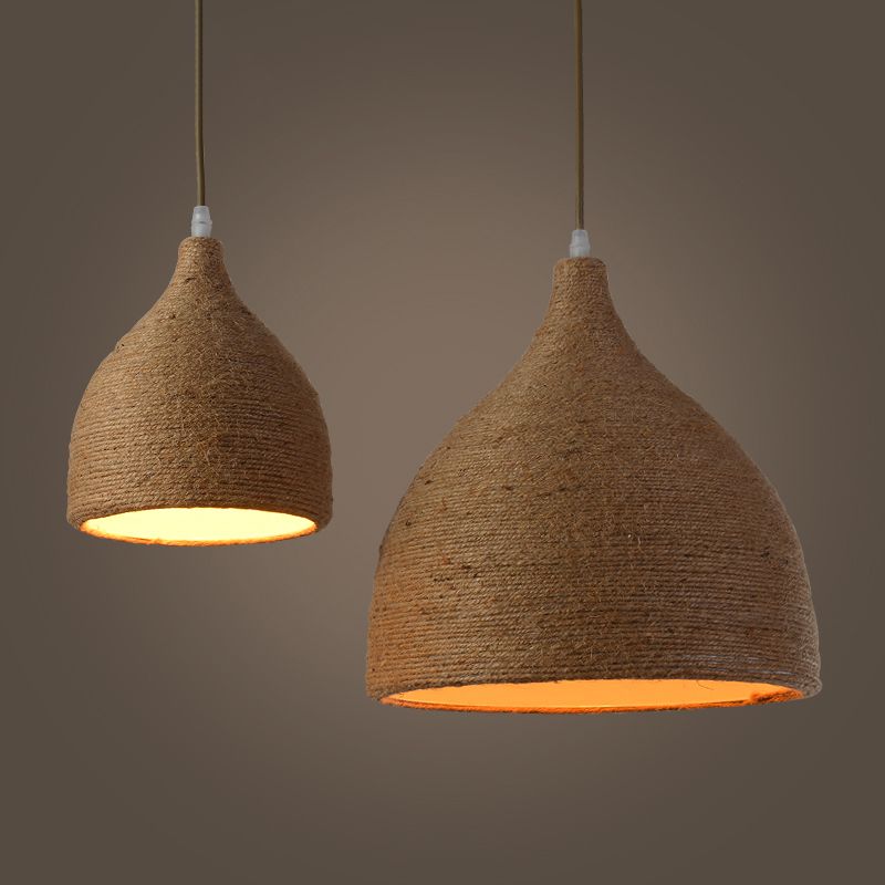 1 leichte Beige Seil Anhänger Leichte Retro Industrial Teardrop Hanging Lampe für Esszimmer