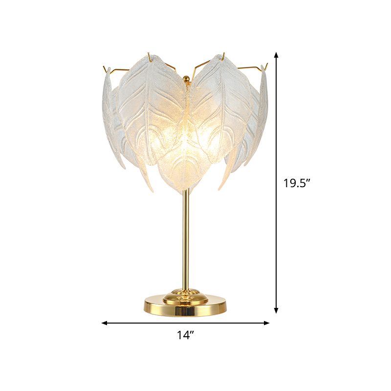 Leaf Reading Light Modernist Hand-Cut Crystal 3/4 Bulbs 14"/16" Wide Gold Nightstand Lamp