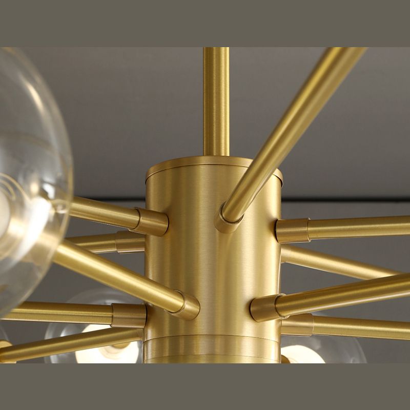 Luminaires en verre transparent transparent contemporain Chandelier Starburst Sockets pour le salon