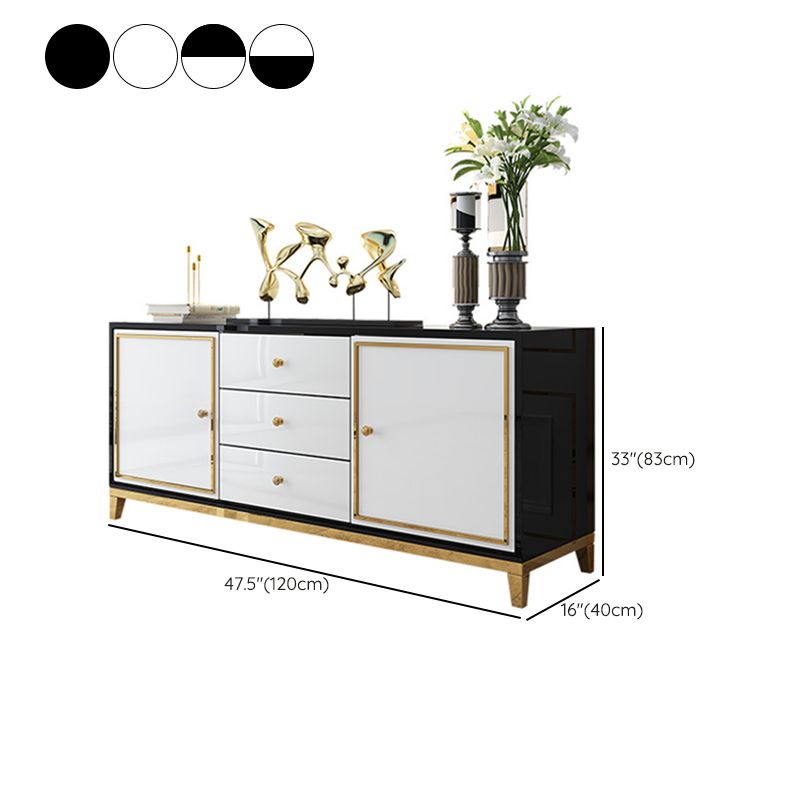 Glam Sideboard Buffet 3 Drawers and 2 Doors Cabinets Mirrored Sideboard