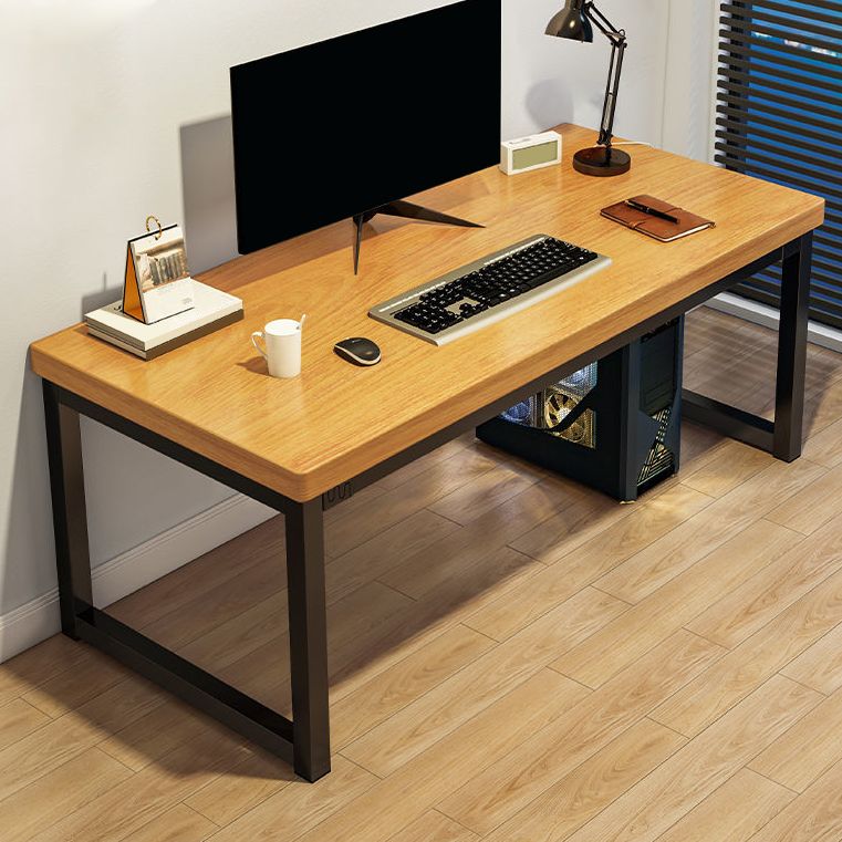 Contemporary Wooden Office Desk Antique Finish Rectangular Computer Desk with Metal Legs