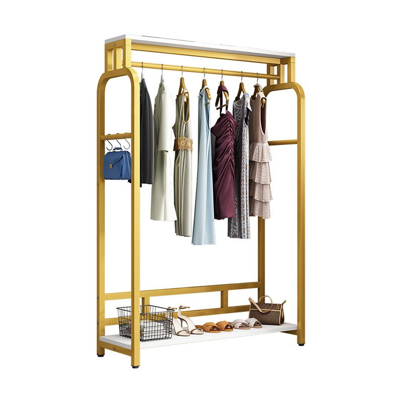 Modern Metal Entryway Kit Hanging Rail and 2 Storage Shelving Coat Hanger