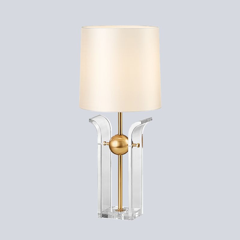 1 lámpara de lectura de tela moderna de la luz del tono del barril de bulbo en blanco con base de cristal