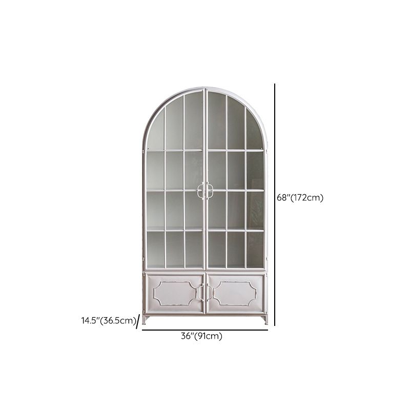 Modern Display Stand Pine Glass Doors Hutch Buffet for Living Room