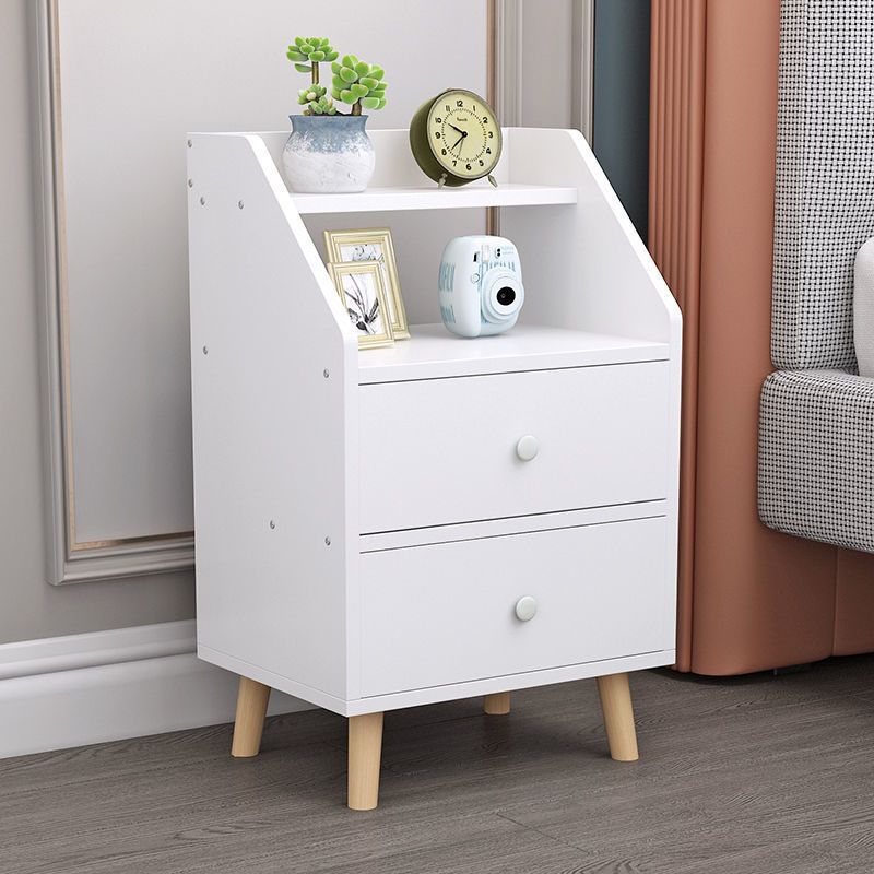 Modern Accent Table Nightstand Antique Finish Night Table with Legs