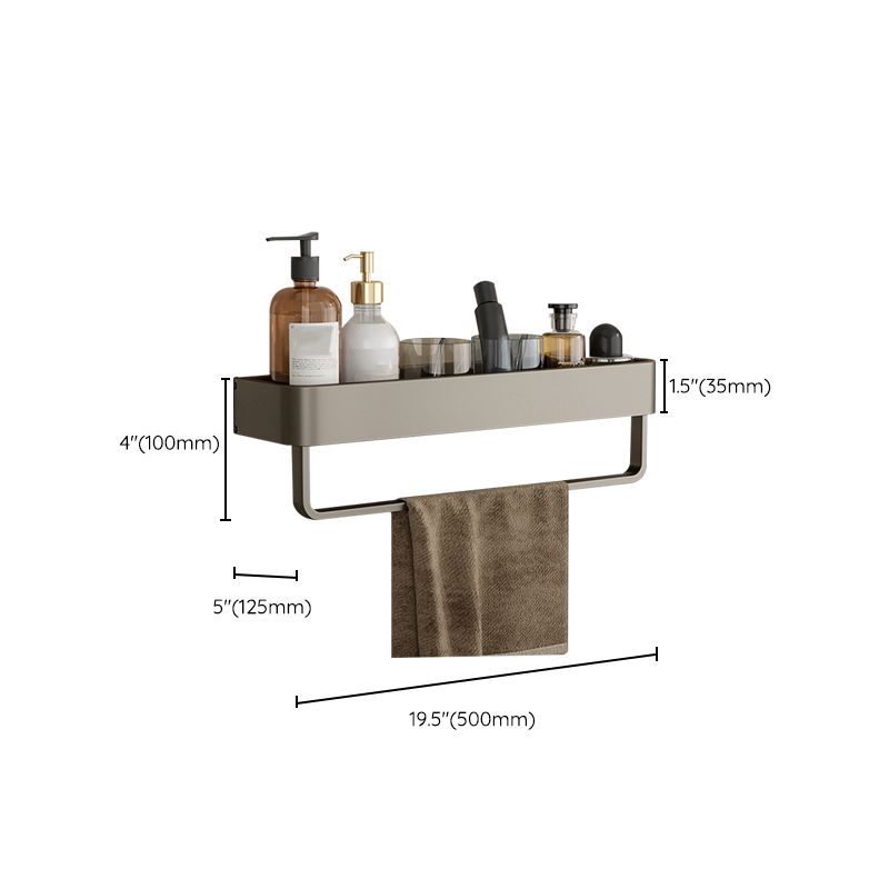 Contemporary Aluminum Bathroom Accessory Set Gray Bath Shelf