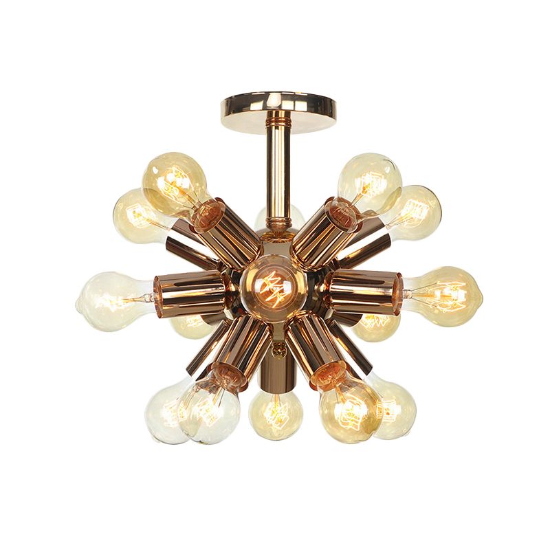 Chrome/Gold Sputnik Semi Flush Mount Vintage Iron 6/9/12 Lights Restaurant Flush Ceiling Lamp Fixture