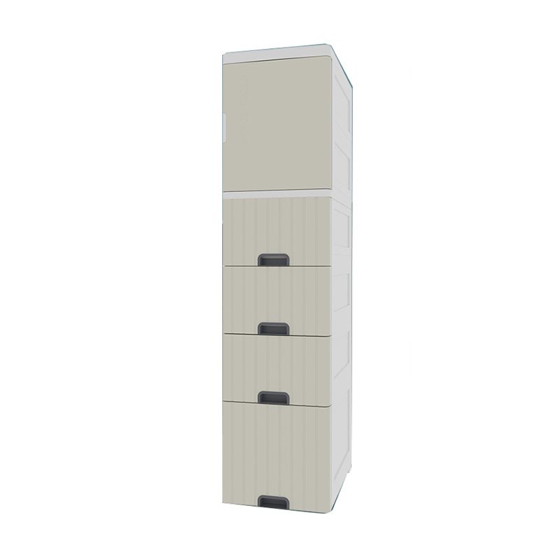 1/2- Door Nightstand in White/Grey/Beige 11.81" W x 15.75" D Bedside Cabinet with Casters