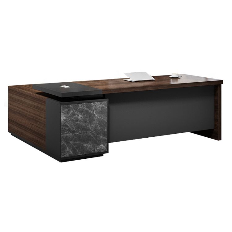 Contemporary Style Office Desk L-Shape Brown Writing Computer Desk