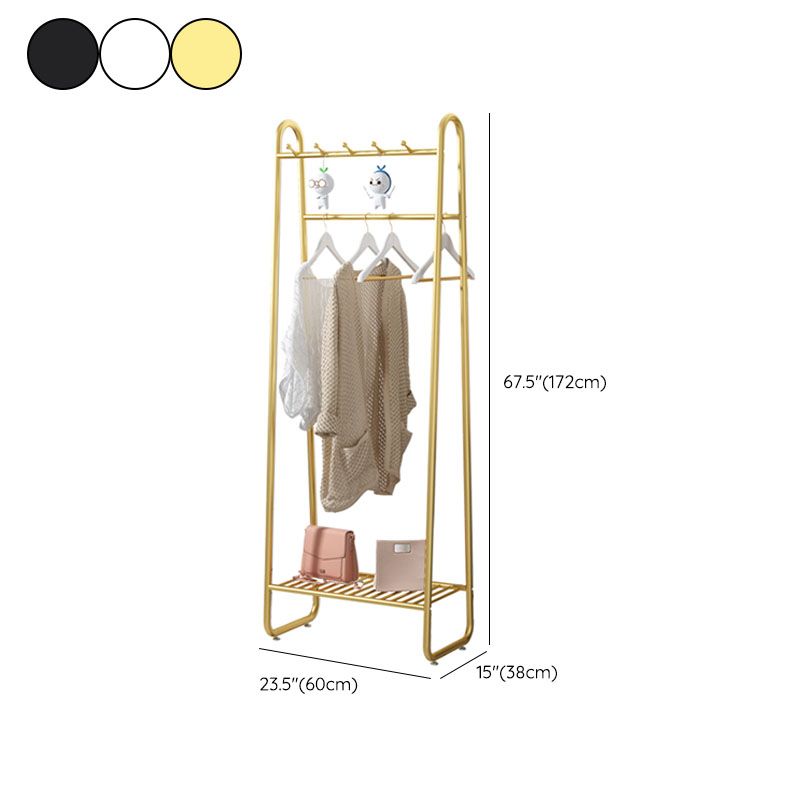 Modern Clothes Hanger Coat Hooks Free Standing Coat Rack with Storage Shelves