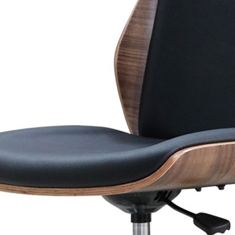 Modern Desk Chair Wood Conference Chair Mid-Back Chair with Wheels