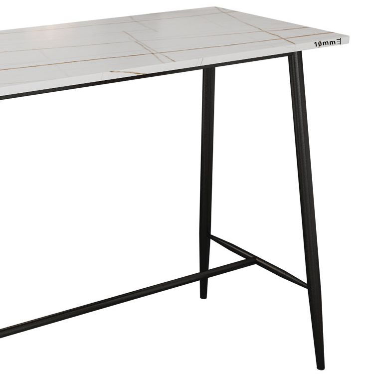 Industrial Black Metal Bar Table Rectangle Top 41.3"H Bistro Table with Footrest